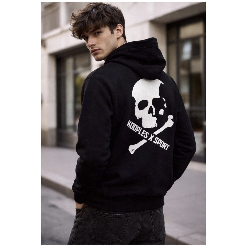 The Kooples x Sport Mens Black Skull Graphic Hoodie HSWE22013S XSmall‎ NWT $230